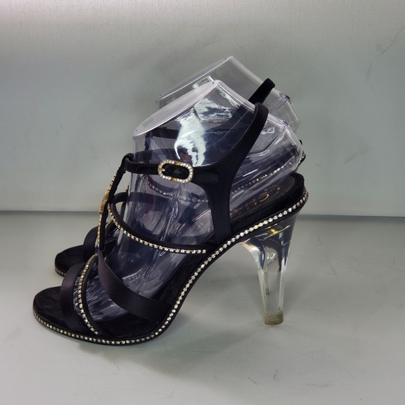 RARE Classic Authentic Chanel G29635 Strass CC Clear Heel Sandals - EU 39/US 8.5 - Picture 6 of 9